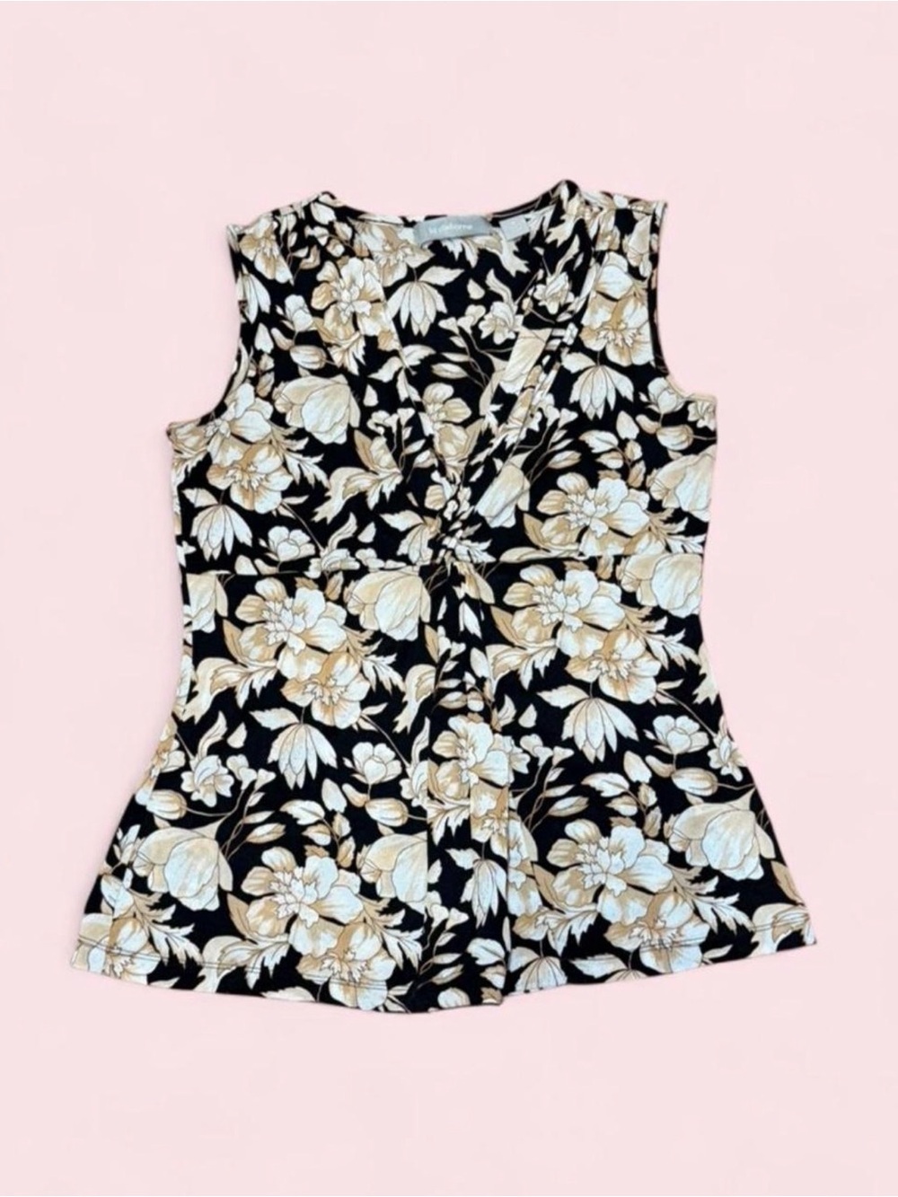 Liz Claiborne Medium Floral Twist Front Tank Top Y2K Fairycore Whimsigoth